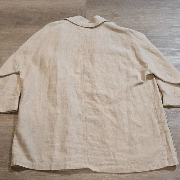 Eileen Fisher Jacket Womens Large Heavy Organic Linen Lagenlook Minimalist Boho - Picture 9 of 9